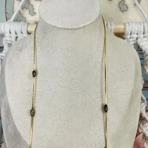 Vintage Gray Freshwater Pearl Necklace Gold Toned Metal Chain Thin Delicate