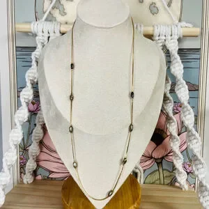 Vintage Gray Freshwater Pearl Necklace Gold Toned Metal Chain Thin Delicate