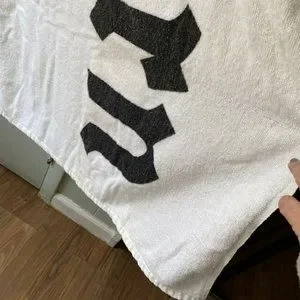 Vintage H Stern Bath Towel Beach Towel White Black Graphic Word