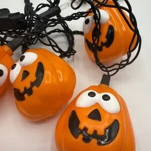 Vintage Halloween Pumpkin String Lights Jack O Lanterns 8 Count Novelty