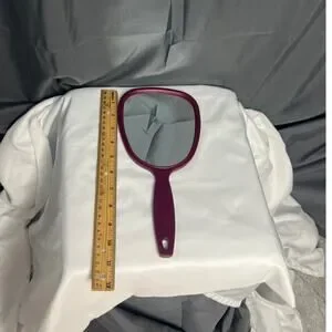 Vintage Hand Held Mirror Pink Plastic 11 Inch