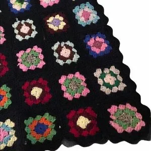Vintage Handmade Crochet Granny Square Afghan Throw Size 65” X 54 Multicolored