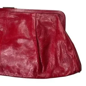 Vintage Hobo International Ruby Red Leather Convertible Long Clutch