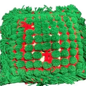 Vintage Holly Hobbie Handmade Christmas Yarn Throw Pillow