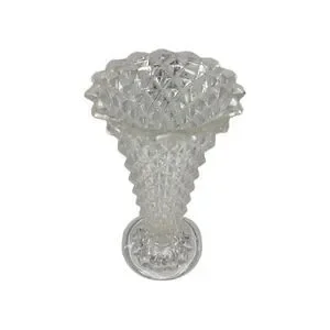 Vintage Indiana Glass Clear Diamond Point Footed 8" Pressed Glass Flower Vase