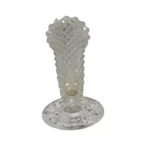 Vintage Indiana Glass Clear Diamond Point Footed 8" Pressed Glass Flower Vase