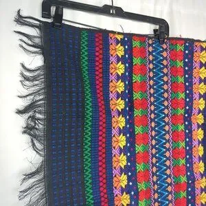 Vintage Indigenous Rug Tapestry Knit Tablecloth Black