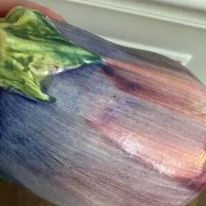 Vintage Italian Vietri Eggplant Ceramic Glass Vase 6”Tall
