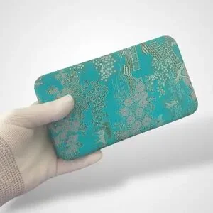 Vintage Jewelry Box Hard Case Turquoise Teal Organizer Asian Oriental Sakura