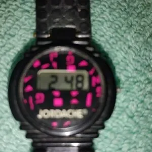 Vintage Jordache Womens Watch Black‎ Sport 1980s Pink Geometric Retro