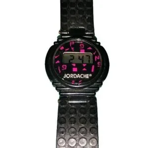 Vintage Jordache Womens Watch Black‎ Sport 1980s Pink Geometric retro