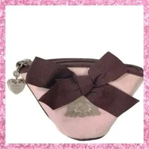 Vintage Juicy Couture Pink & Brown Scotty Crest Logo Makeup Cosmetic Bag