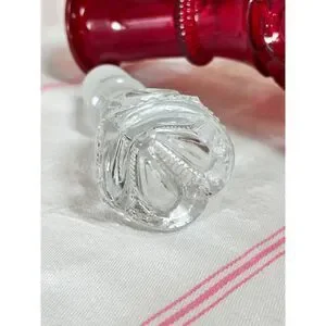 Vintage L.E. Smith Glass Vintage Ruby Red Moon And Stars Decanter With Clear Sto