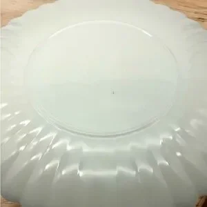 Vintage Large Milk Glass Platter 14.5” Ruffled Edge 22k Gold Trim Anchor Hocking