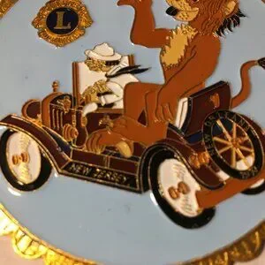 Vintage Lions Club Pendant Necklace Statement Large 1977 New Jersey