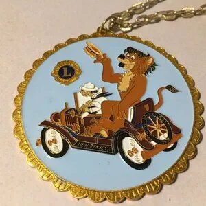 Vintage Lions Club Pendant Necklace Statement Large 1977 New Jersey