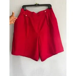 Vintage Liz Claiborne Collection Red Pleated Shorts Size 14
