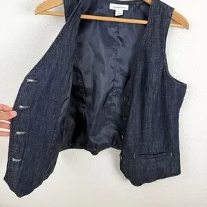 Vintage Liz Claiborne Dark Wash Denim Vest Waistcoat Medium