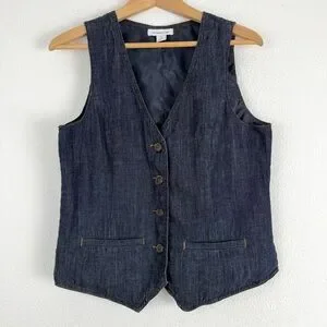 Vintage Liz Claiborne Dark Wash Denim Vest Waistcoat Medium
