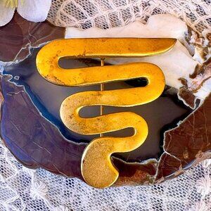 Vintage Matte Brushed Gold Serpentine Brooch