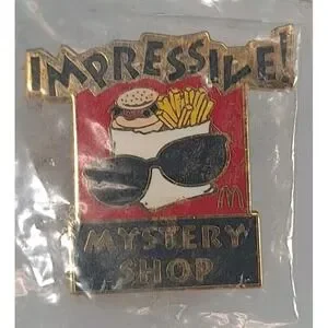 Vintage McDonalds Impressive Mystery Shop Employee Crew Pin In Original Bag