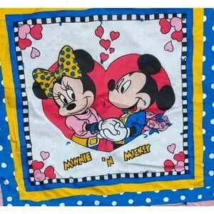 Vintage Mickey Minnie Mouse Quilt Disney Baby Crib Blanket Comforter 48"x38"