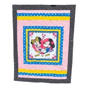 Vintage Mickey Minnie Mouse Quilt Disney Baby Crib Blanket Comforter 48"x38"