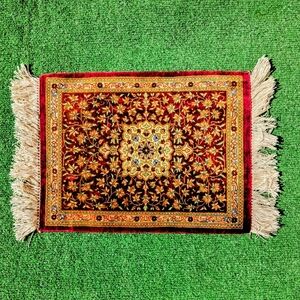 Vintage Middle Eastern Persian Handmade Wool W/Fringe Miniature Rug 16X12" EUC