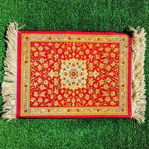 Vintage Middle Eastern Persian Handmade Wool W/Fringe Miniature Rug 16X12" EUC