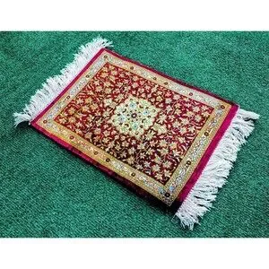 Vintage Middle Eastern Persian Handmade Wool W/Fringe Miniature Rug 16X12" EUC