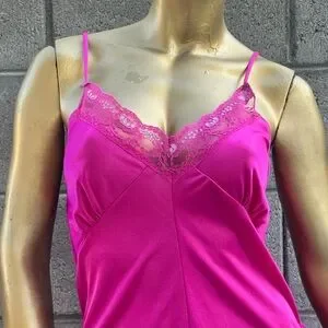 Vintage Miss Dira NY Polyester Pink Lace Trim Women's Bodysuit Teddy Size L