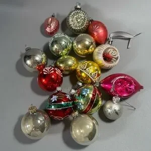 Vintage Mixed Lot Of 16 Mercury Glass Ornaments