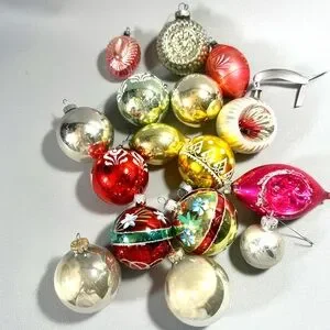 Vintage Mixed Lot of 16 Mercury Glass Ornaments