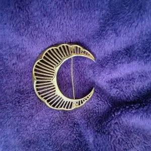 Vintage Monet Crescent Moon Gold Tone Brooch Pin Long Arm Large