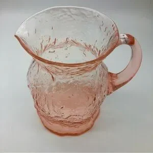 Vintage Morgantown Pitcher Pink Crinkle Glass 68 Ounces