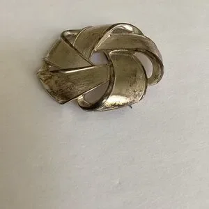 Vintage Napier Silver Plated Woven Ribbon Brooch Pin Classic Designer Signed