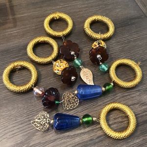 Vintage Napkin Rings With Large Glass Beads