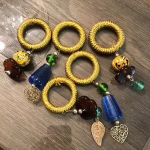 Vintage Napkin Rings With Large Glass Beads