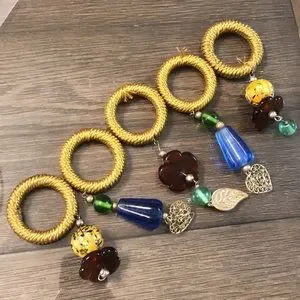 Vintage Napkin Rings With Large Glass Beads