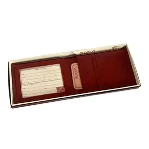 Vintage NOS Buxton Red Mahogany Leather Bifold Wallet Card Slots With Box