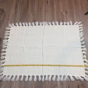 Vintage Once Upon A Time Knit Baby Blanket Pale Yellow White 100% Acrylic Italy