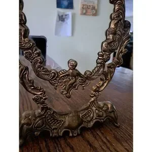 Vintage Ornate Cherub Vanity Dresser Table Victorian Baroque Rotating Mirror