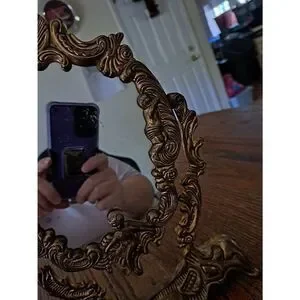 Vintage Ornate Cherub Vanity Dresser Table Victorian Baroque Rotating Mirror