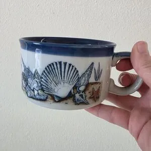 Vintage Otagiri Embossed Seahell Soup Mugs Set Of 2 1990s