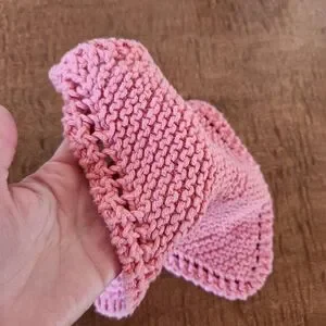 Vintage Pink Crochet Doily square Handmade Home Decor Grandma Cottage