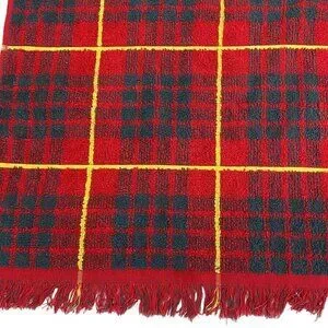 Vintage Plaid Towel Finley's Made In Scotland Holiday Red Green 21x38" Christmas