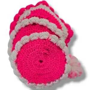 Vintage Plastic Doll Face Crochet Potholder Set Of 3 Handmade Doily Cottagecore