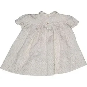 Vintage Polly Flinders Short-sleeve Infant Dress Cream White Floral Girls 3-9M