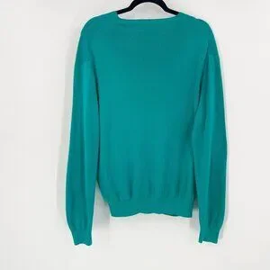 Vintage Polo Ralph Lauren 100% Pima Cotton V-Neck Long Sleeve Knit Sweater Teal