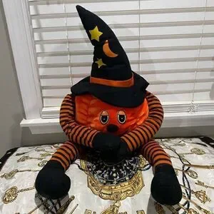 Vintage Pumpkin Man with Velcro Clasping Limbs. Limbs Can dangle or be posed